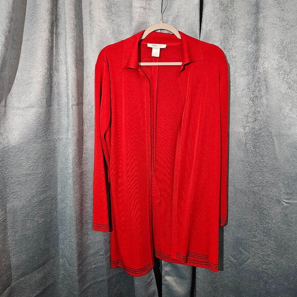 PLEIN AIR Red Long Sleeves, Long Open Cardigan - Size Small - Picture 1 of 2